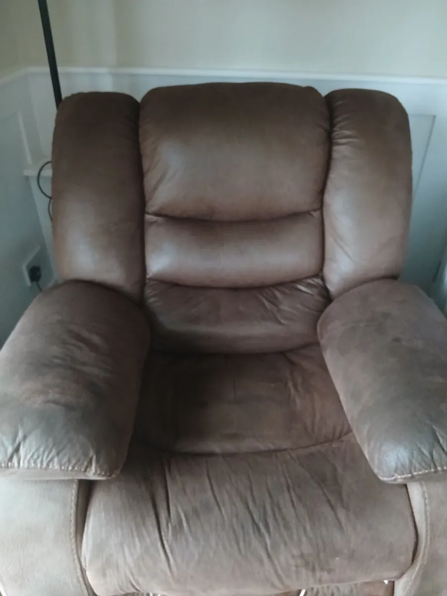 FREE to take 3 piece suite in brown suede effect. - Image 2