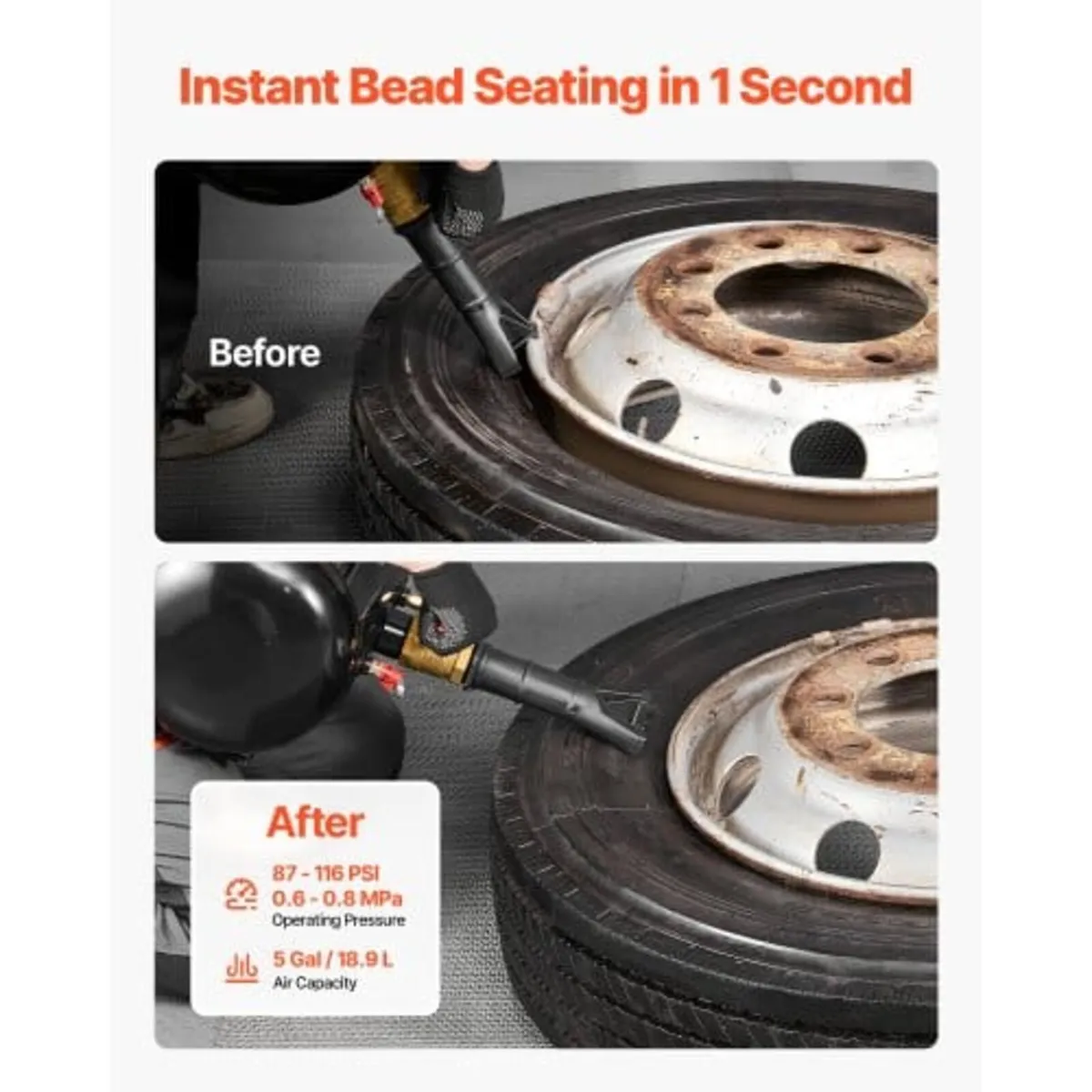 Air Tire Bead Seater, 5 Gal / 18.9 L, Heavy Duty T - Image 2