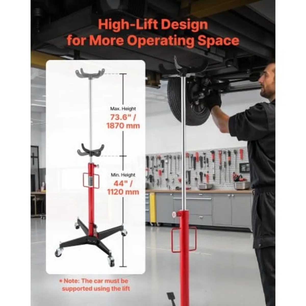 Hydraulic Transmission Jack, 1100 lbs / 0.5 Ton Li - Image 3