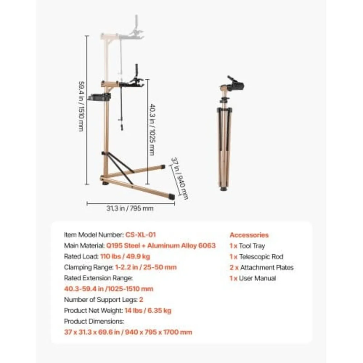 Bike Repair Stand, Max. 110 lb Heavy-duty Bicycle - Image 4