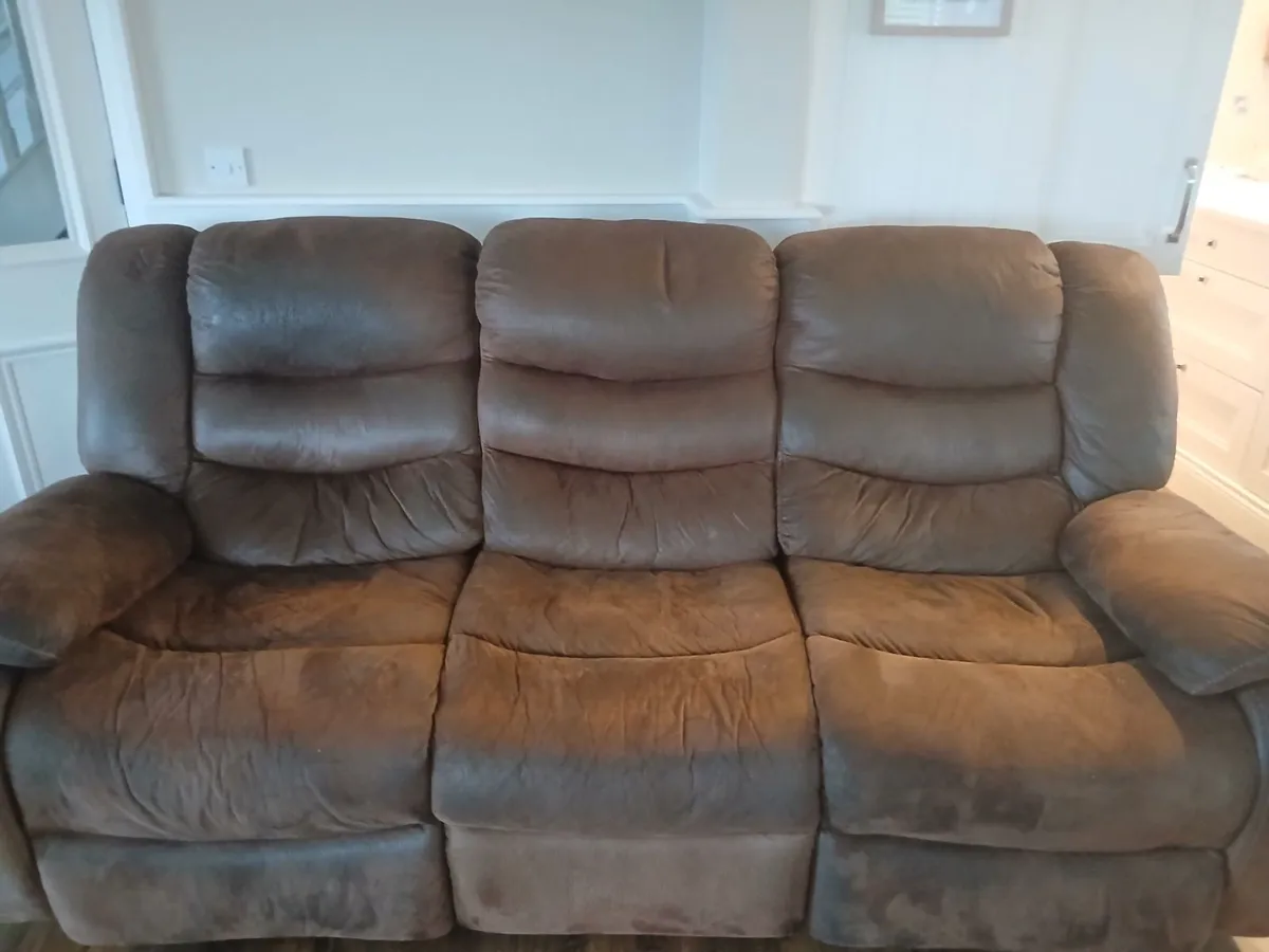 FREE to take 3 piece suite in brown suede effect. - Image 3