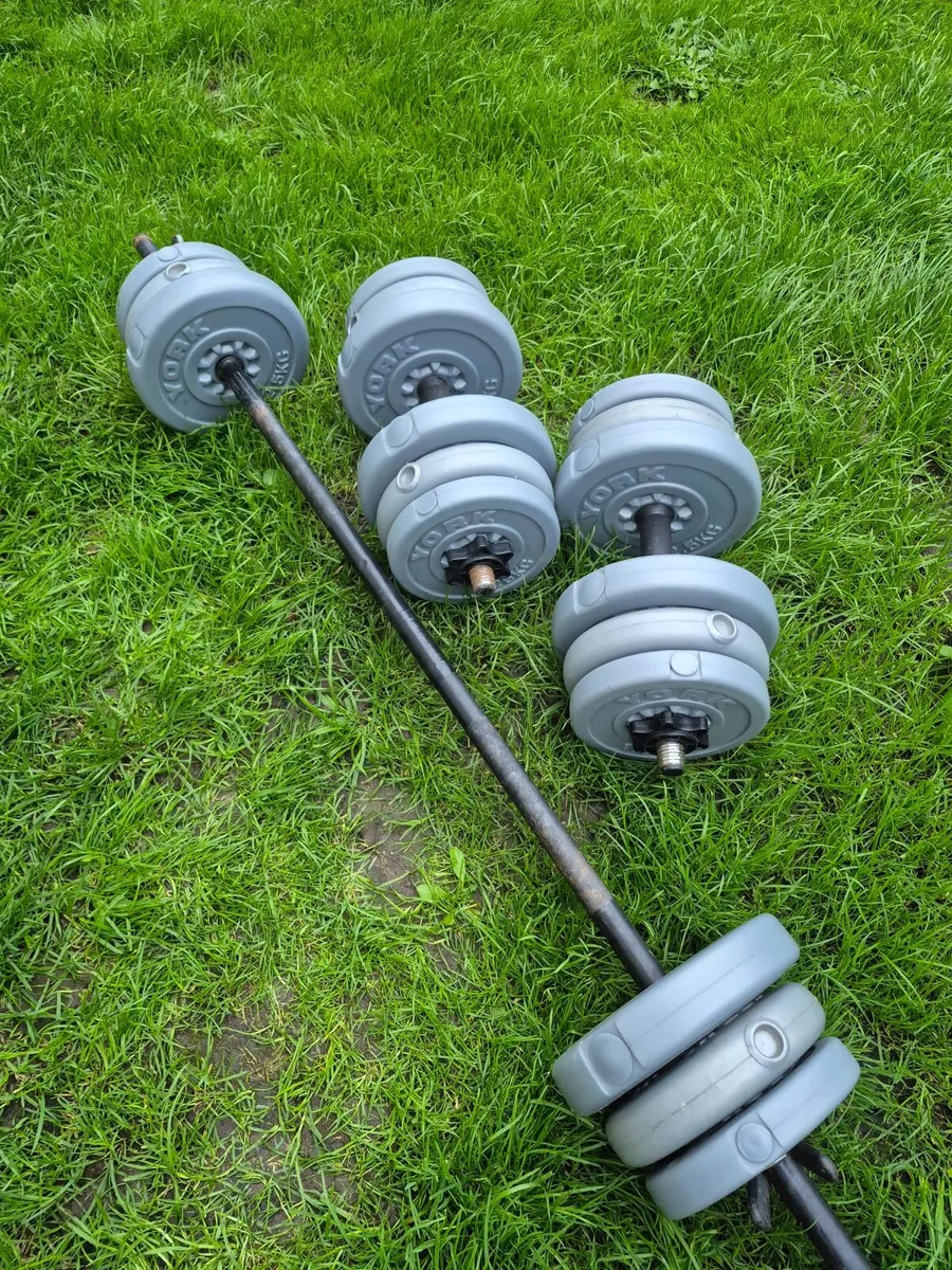 Bar & dumbbells & weights plates 40kg