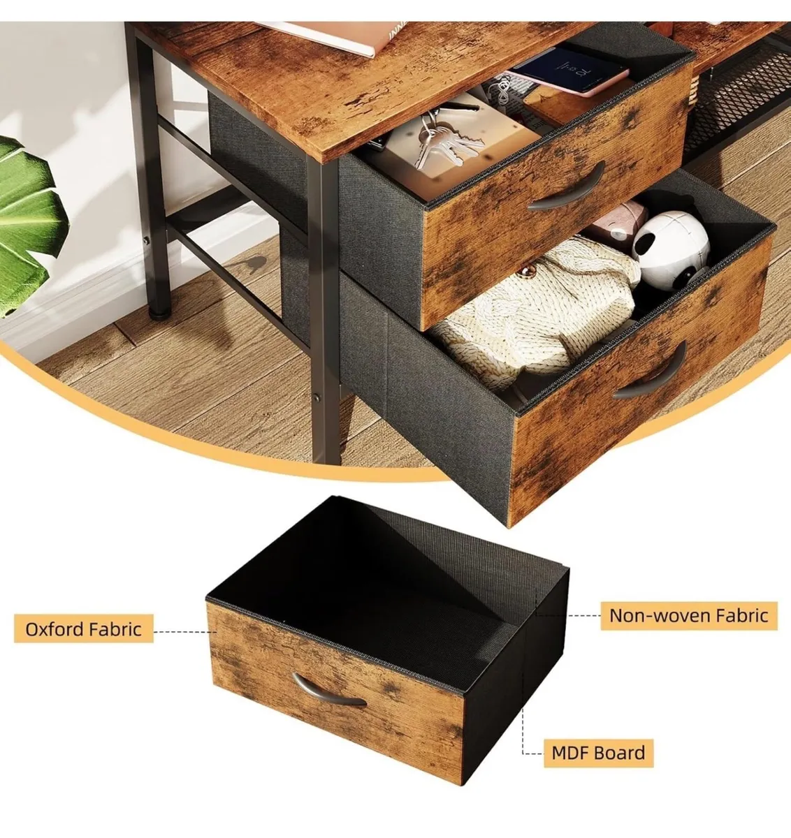 TV Stand with Storage, TV Table 55 Inch with Drawe - Image 2