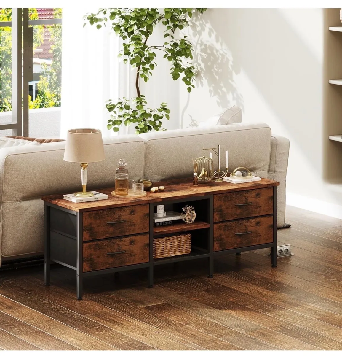 TV Stand with Storage, TV Table 55 Inch with Drawe - Image 3