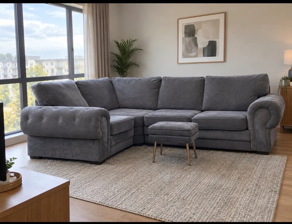 Verona corner L shaped  couch grey corner sofa - Image 1