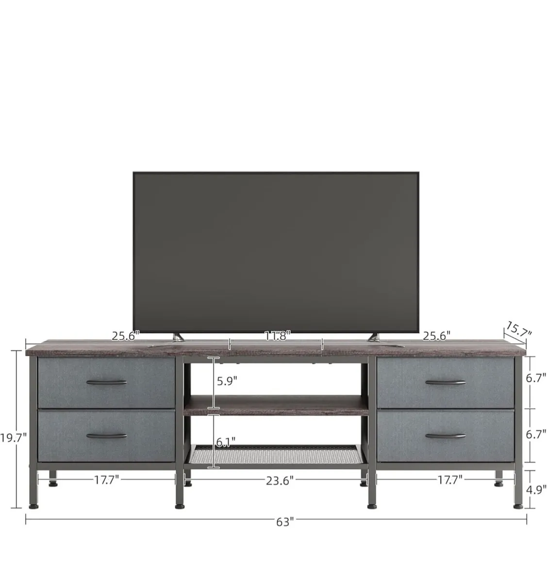 TV Stand with Storage, TV Console Table - 63 Inch, - Image 3