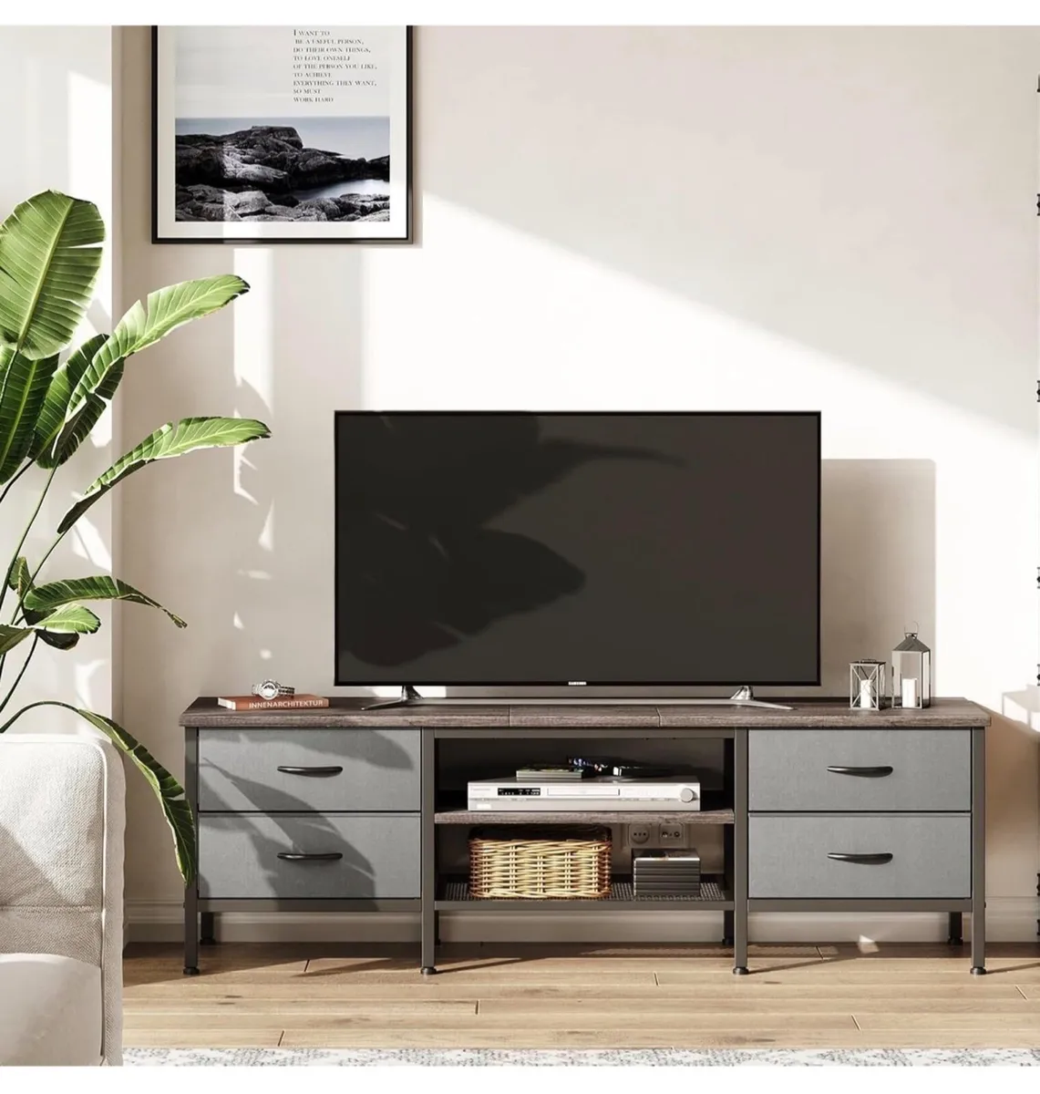 TV Stand with Storage, TV Console Table - 63 Inch, - Image 4