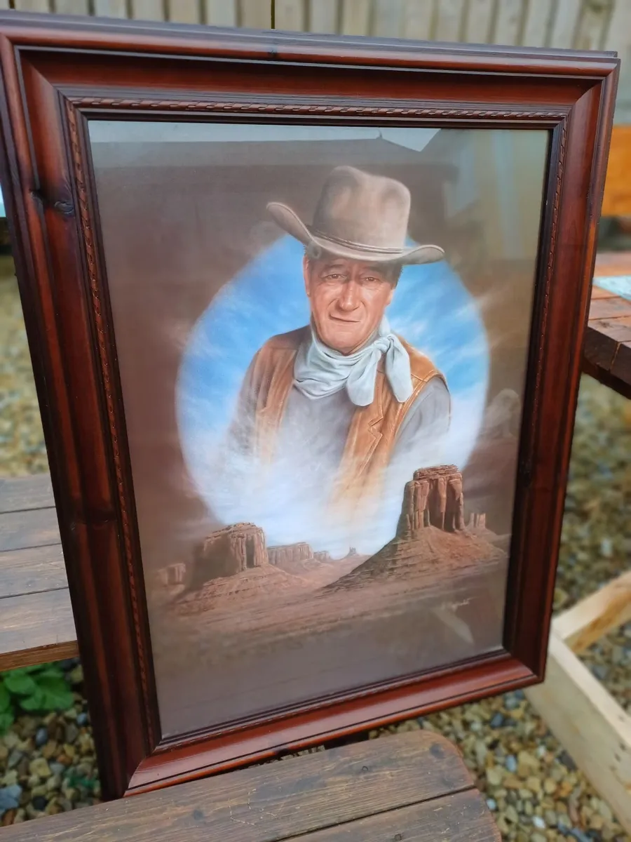 Large Vintage John Wayne Picture - Image 3