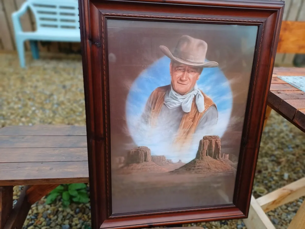 Large Vintage John Wayne Picture - Image 1