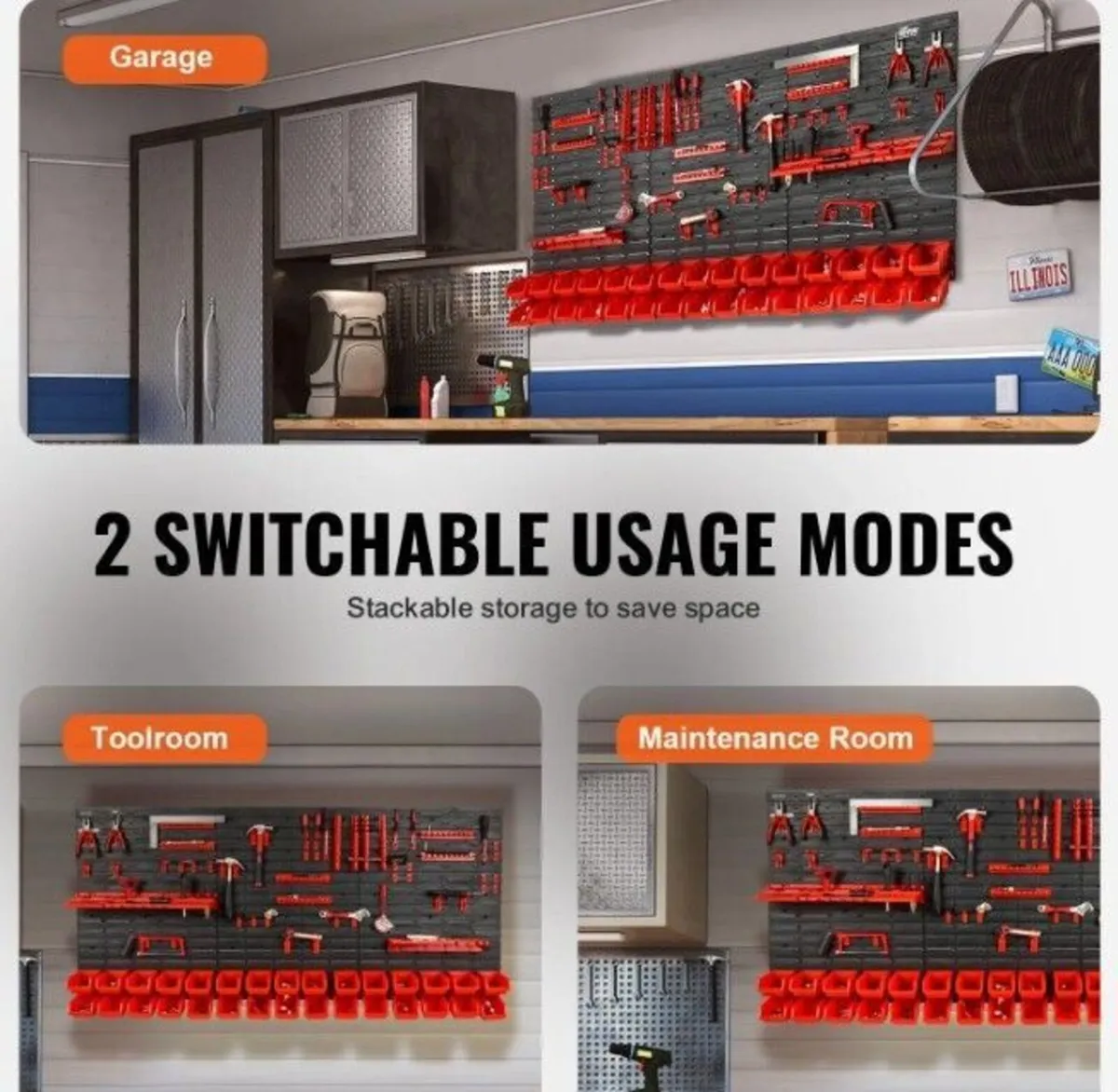 Wall Mounted Storage Bins & Tool Organiser  30 Bin - Image 4