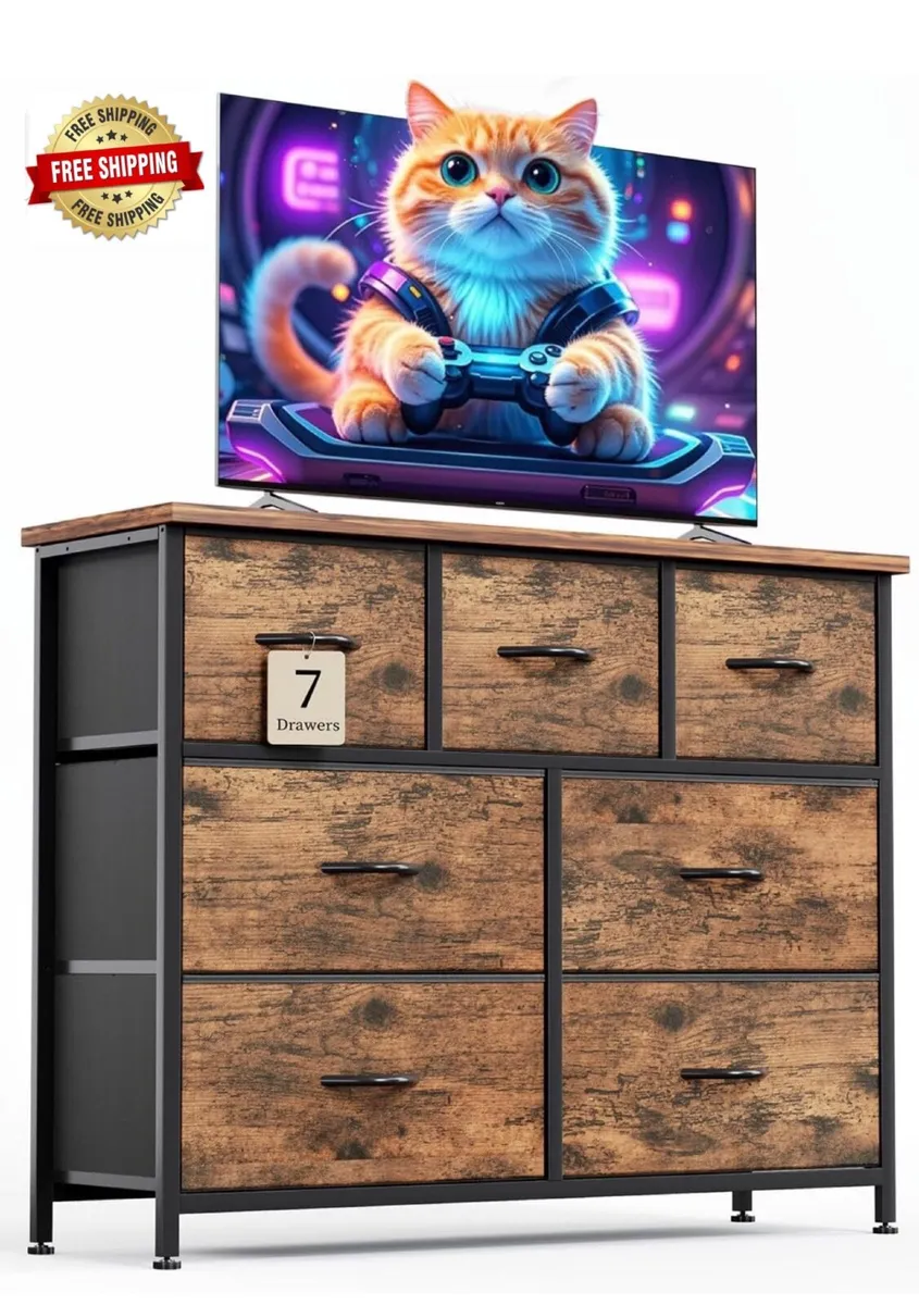 Chest of Drawers for Bedroom with 7 Drawers, Fabri - Image 1