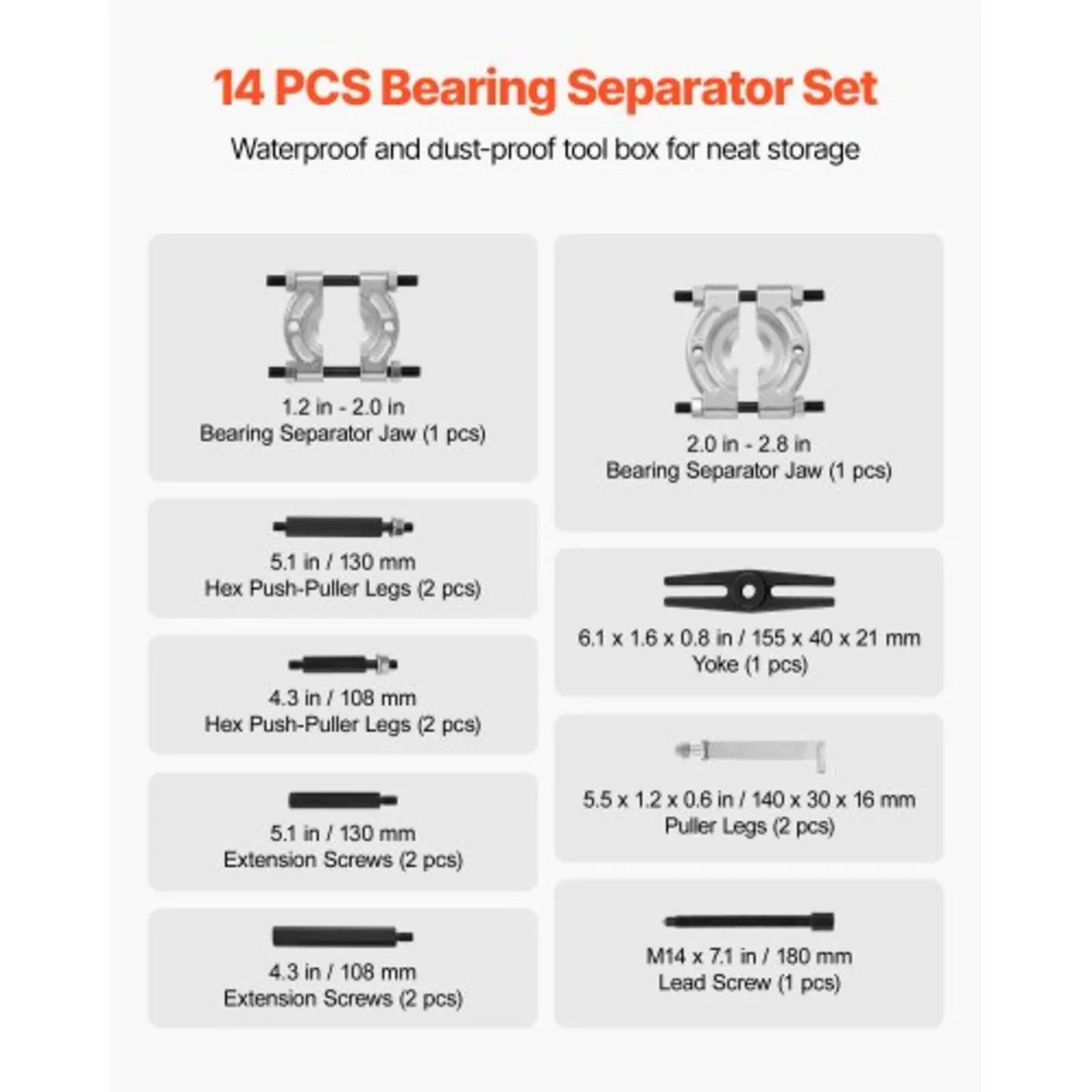Bearing Puller Kit, 14-Piece 5 Ton Capacity Bearin - Image 4