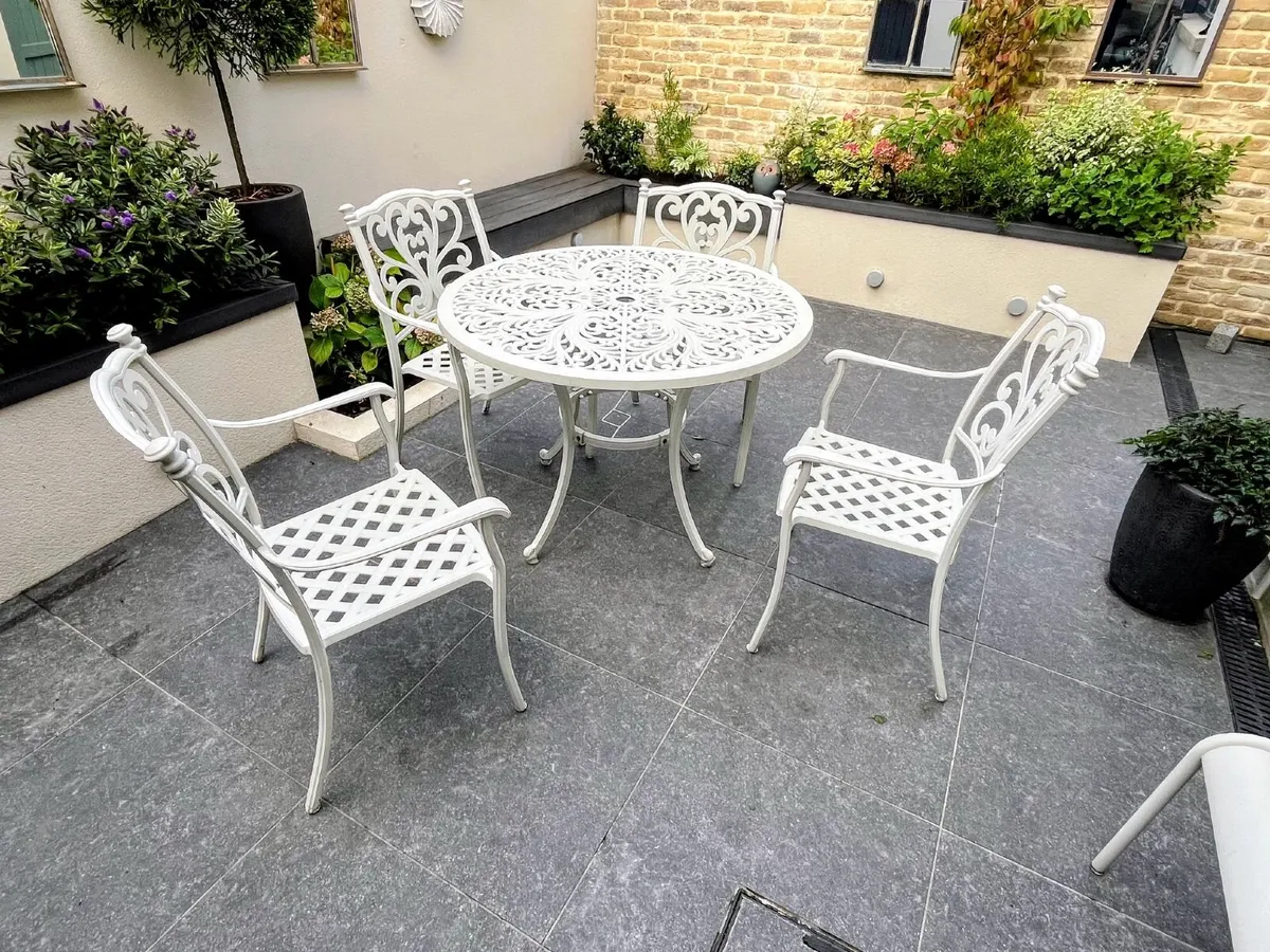 Cast Aluminium Garden Table and 4 Chairs - Image 1