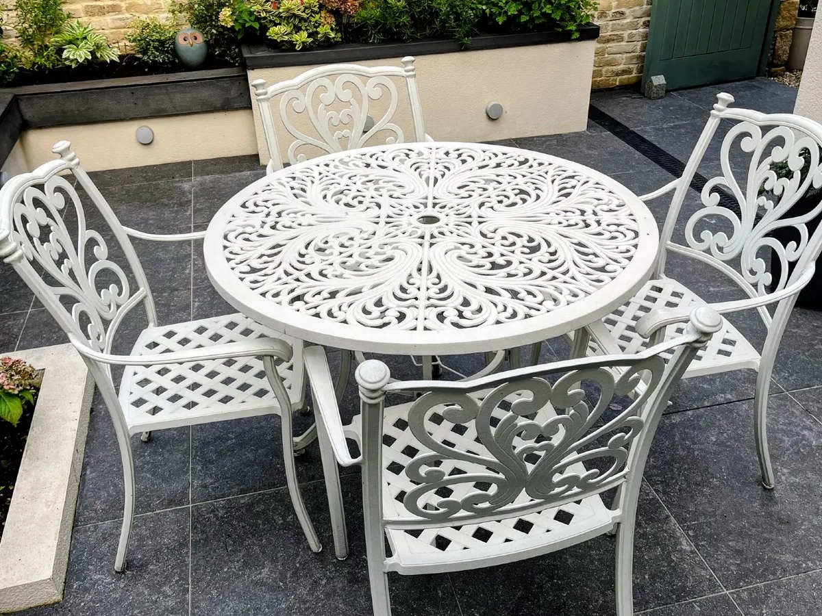 Cast Aluminium Garden Table and 4 Chairs - Image 4