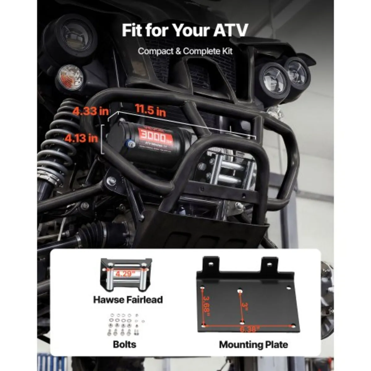 1360 kg Electric Winch, 12V DC ATV/UTV Winch with - Image 2