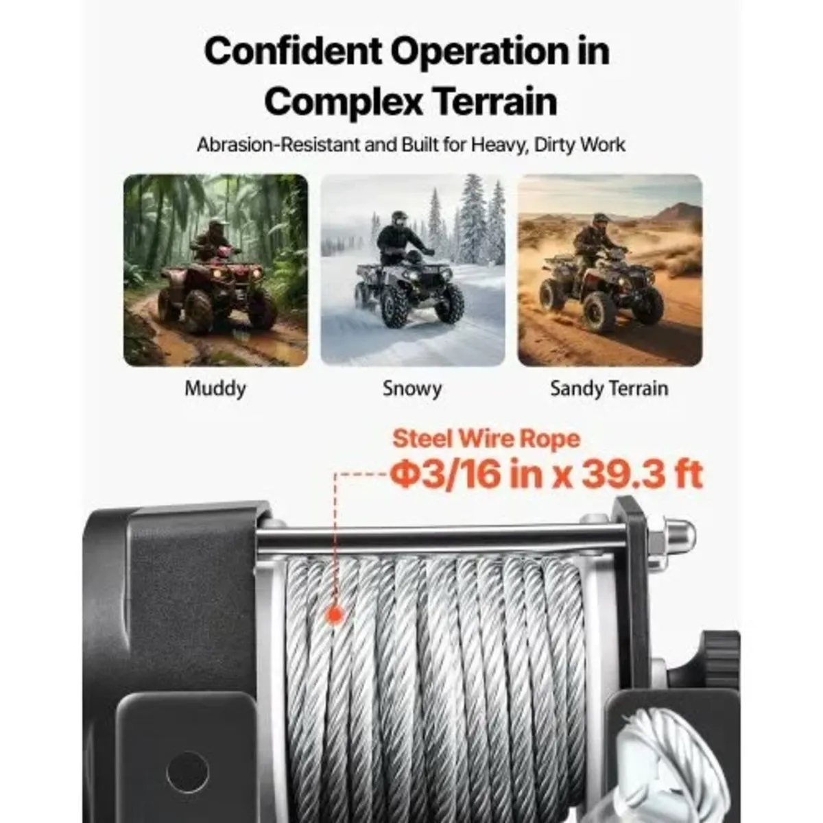 1360 kg Electric Winch, 12V DC ATV/UTV Winch with - Image 3