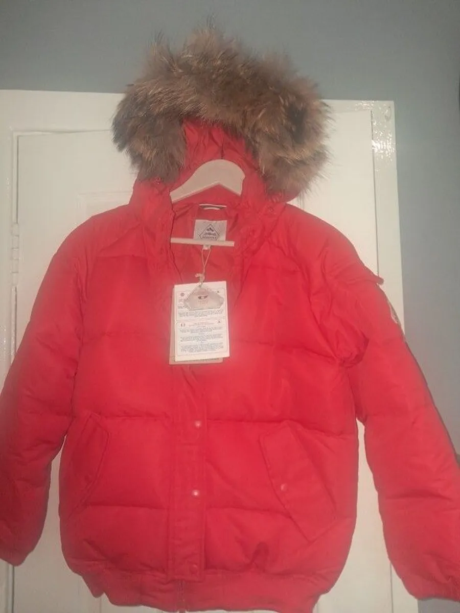 Brand New Never Worn Pyrenex Aviator Fur Girls Down Jacket Age 14 Mascotte Red - Image 1