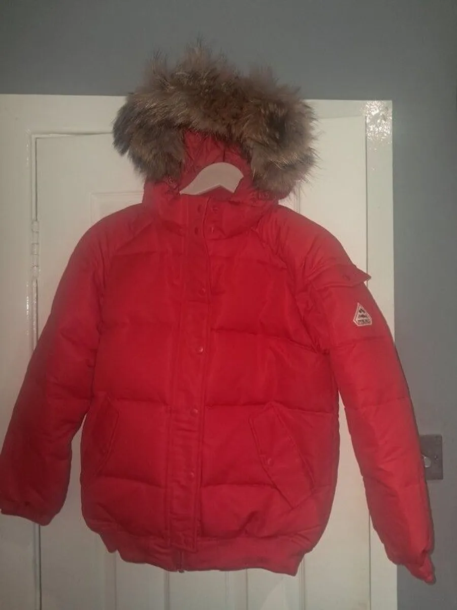 Brand New Never Worn Pyrenex Aviator Fur Girls Down Jacket Age 14 Mascotte Red - Image 2