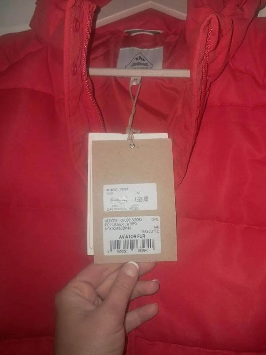 Brand New Never Worn Pyrenex Aviator Fur Girls Down Jacket Age 14 Mascotte Red - Image 3