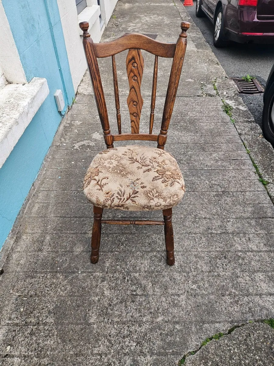 Vintage Oak Kitchen Chairs x 8 - Image 1