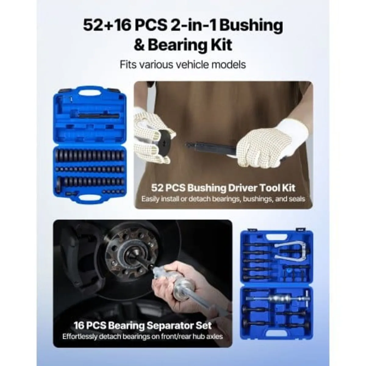 Bearing Press Kit, 52+16 Pcs, 2 in 1 Bushing Drive - Image 2