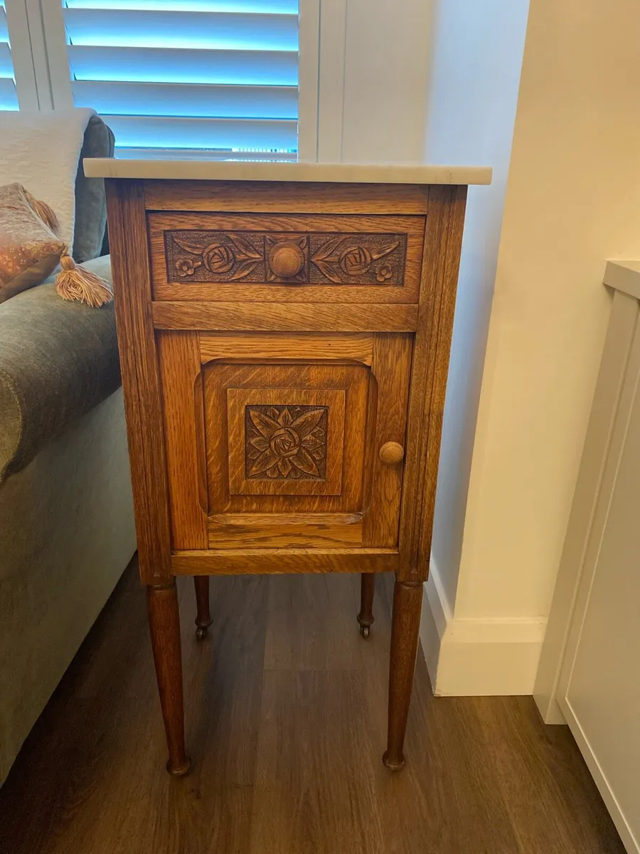 Wooden table with marble top - Image 1