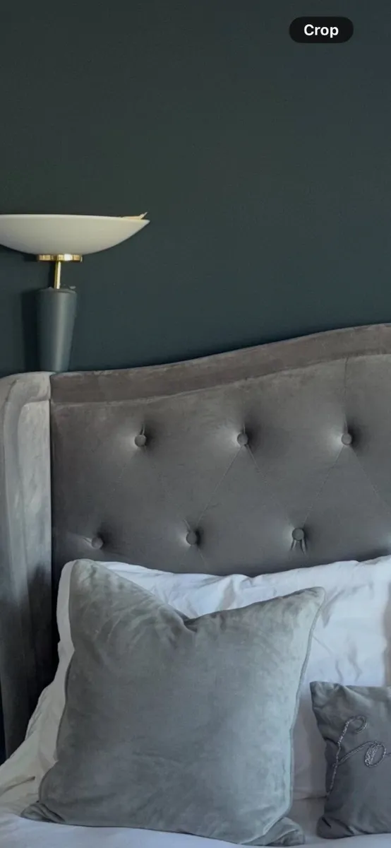 Grey Velvet King Size Wingback Bed Frame - Image 3