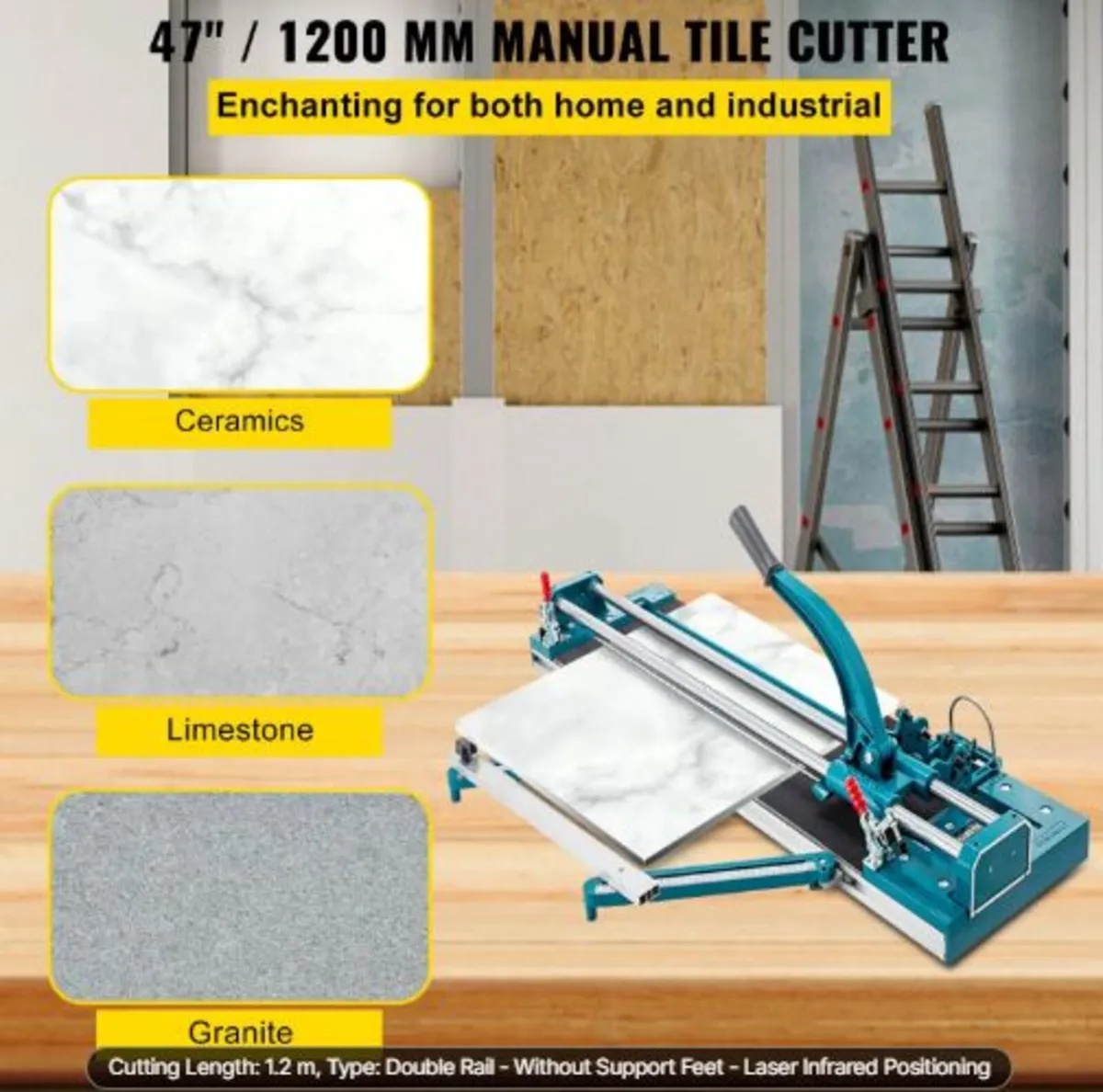 47Inch/1200mm Tile Cutter Double Rail Manual Tile - Image 2