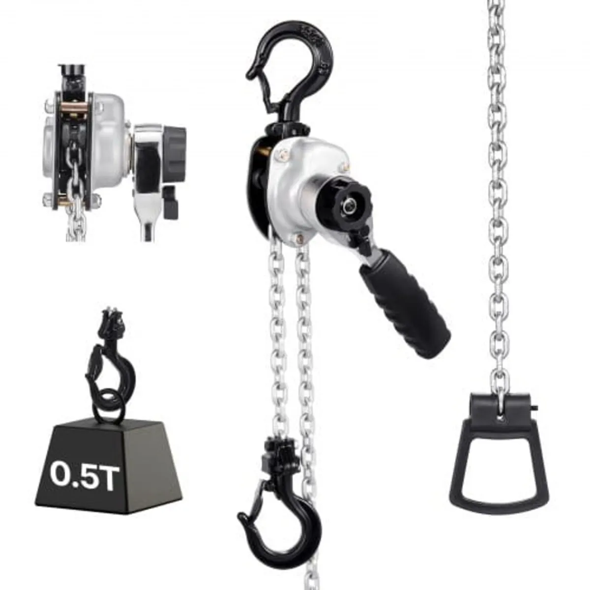 Manual Lever Chain Hoist, 1/2T 500KG Capacity Heav - Image 1