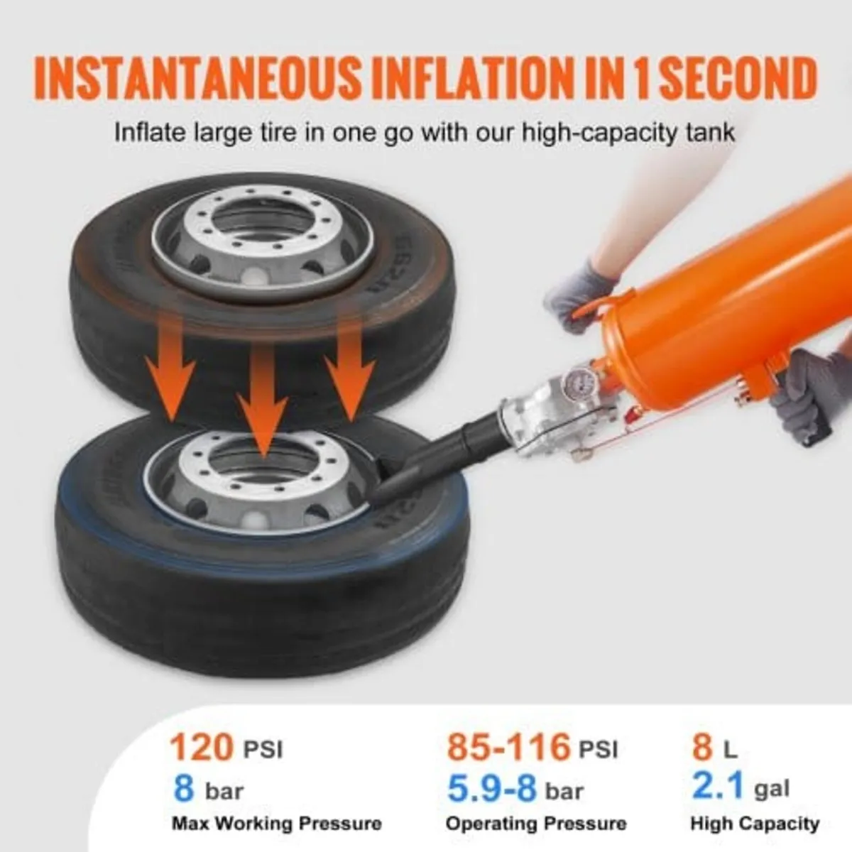Tire Seater, 2.1 Gal/8 L Air Tire Blaster, 120 PSI - Image 4