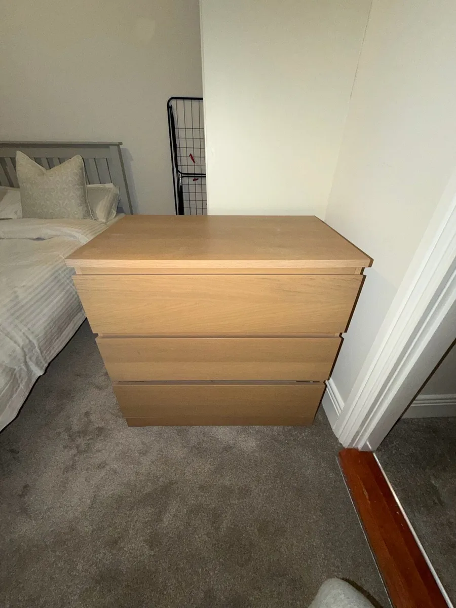3 Drawer Chest of Drawers - Light Oak Finish - Image 1