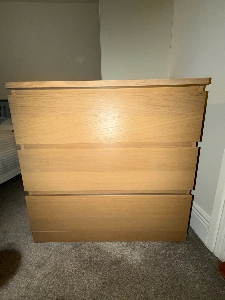 3 Drawer Chest of Drawers - Light Oak Finish - Image 2
