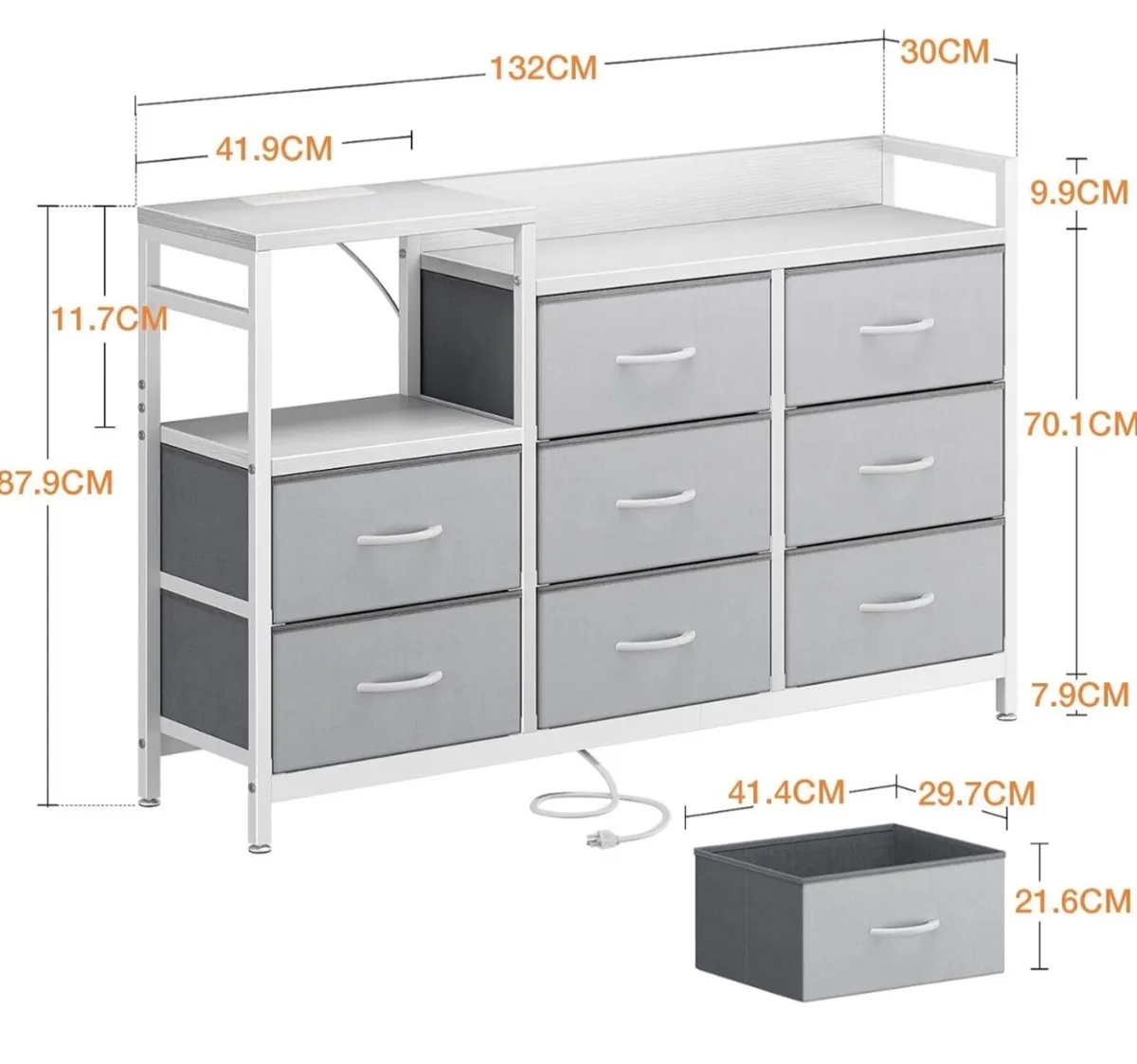 Chest of Drawers Bedroom, 8 Fabric Drawers, Light - Image 4