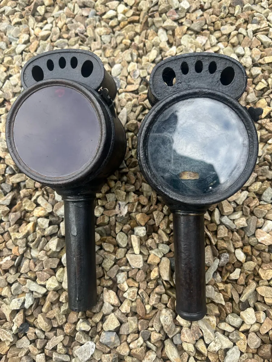 Antique Front & Rear Bicycle Candle Lamps - Image 1
