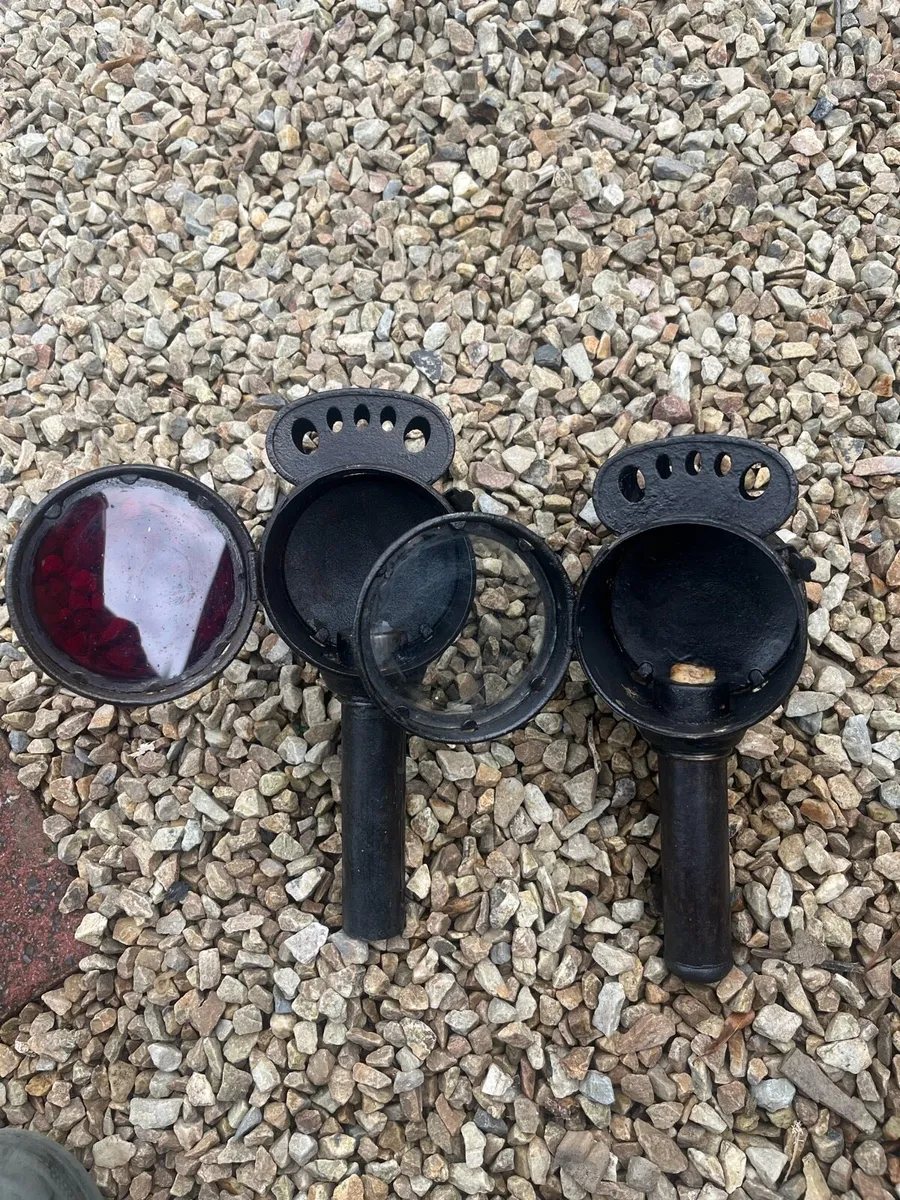 Antique Front & Rear Bicycle Candle Lamps - Image 2