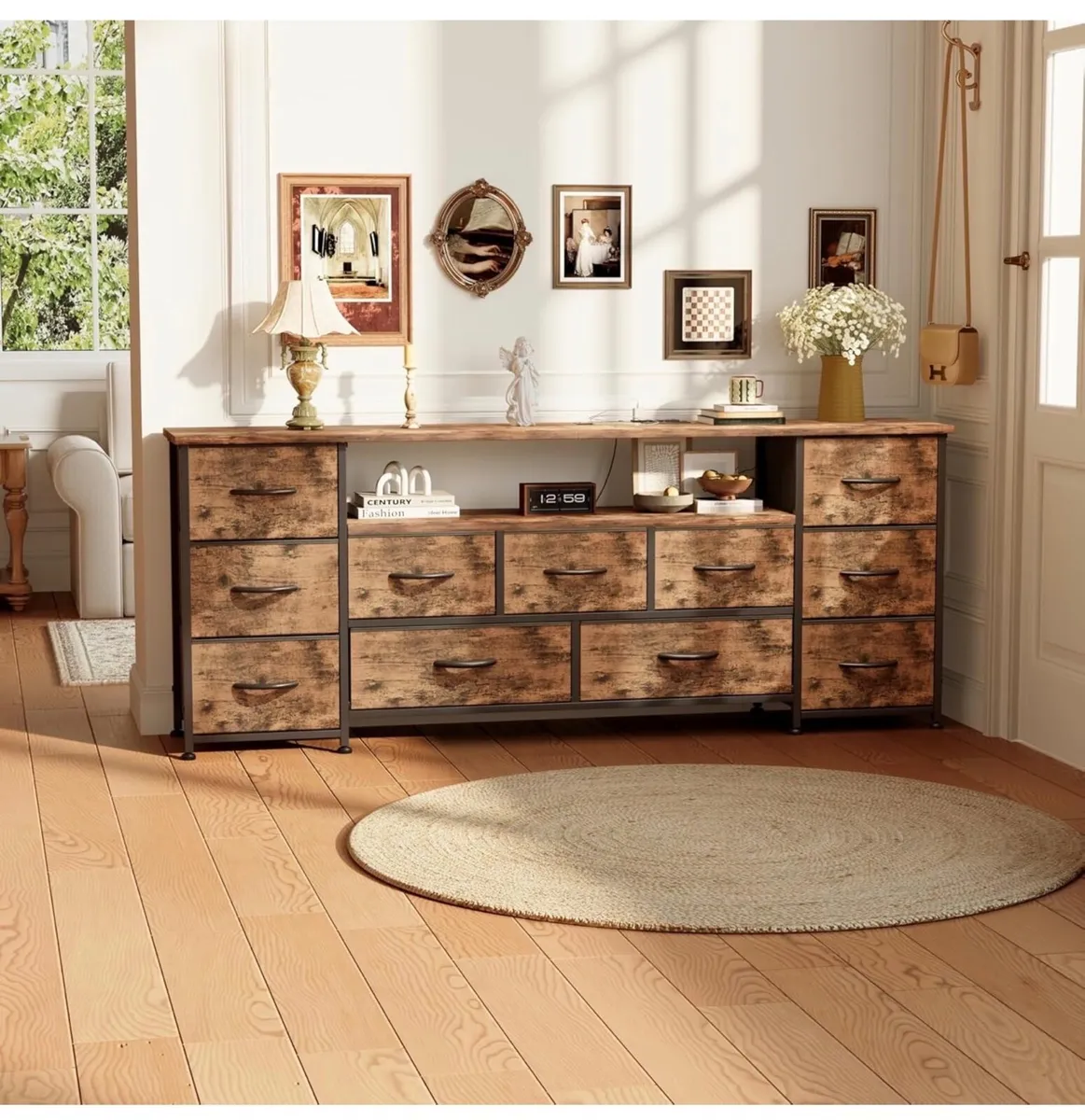 Tv Cabinet, Dresser for Bedroom with 11 Fabric Dra - Image 2