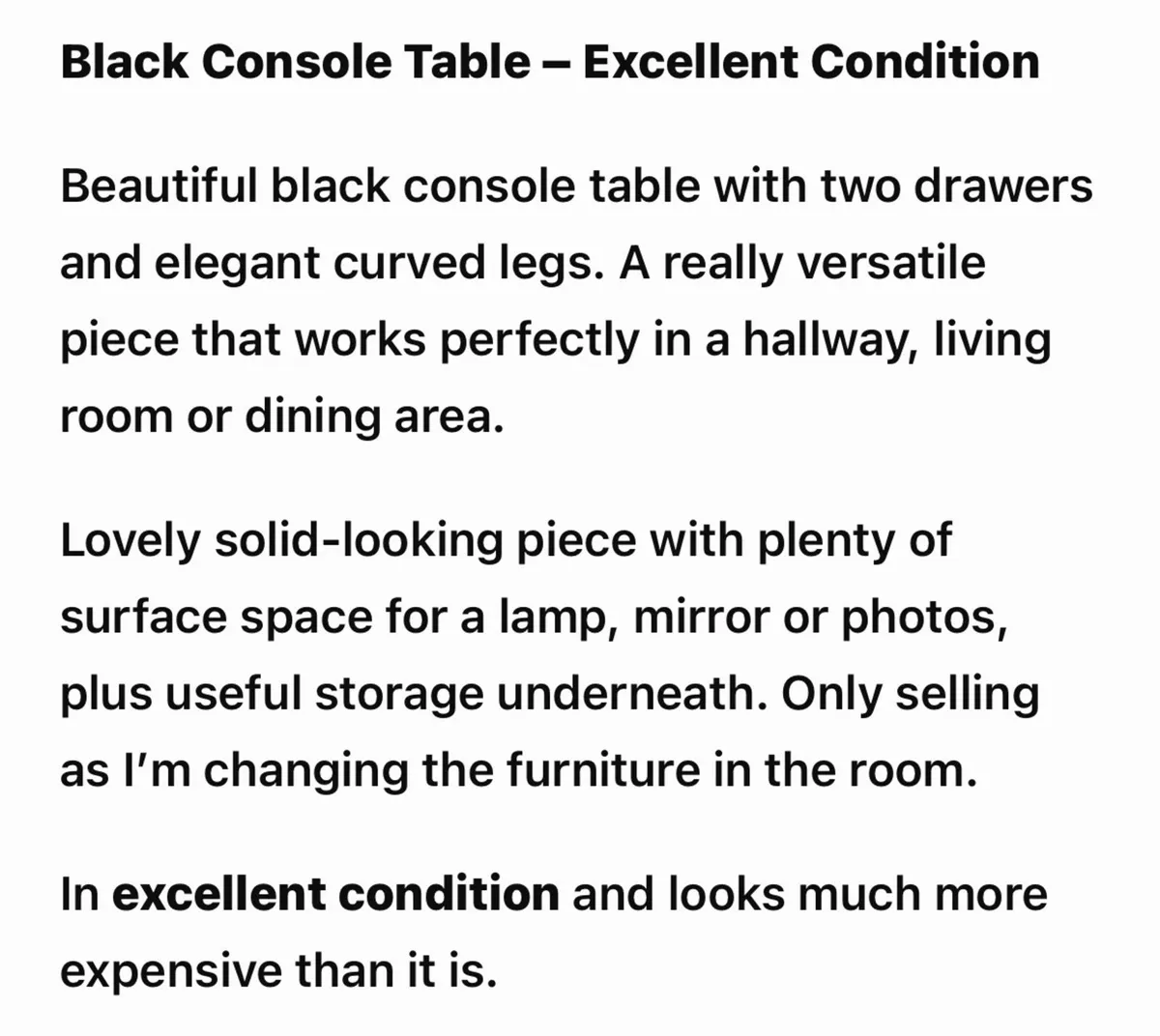 Black console table - Image 2
