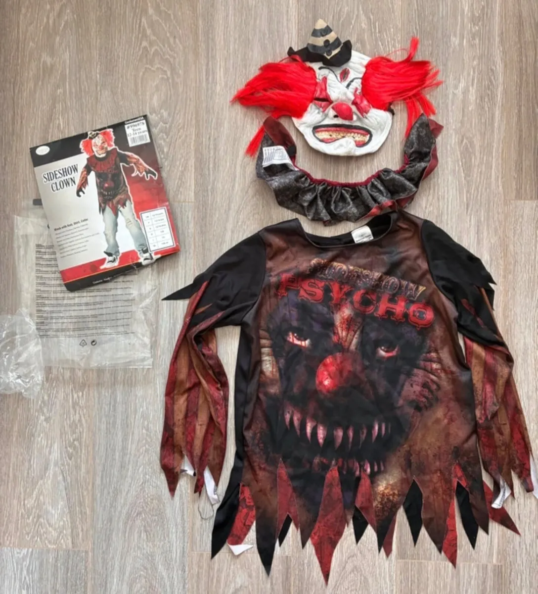 Scary Sideshow Psycho Clown Halloween Costume - Te - Image 2