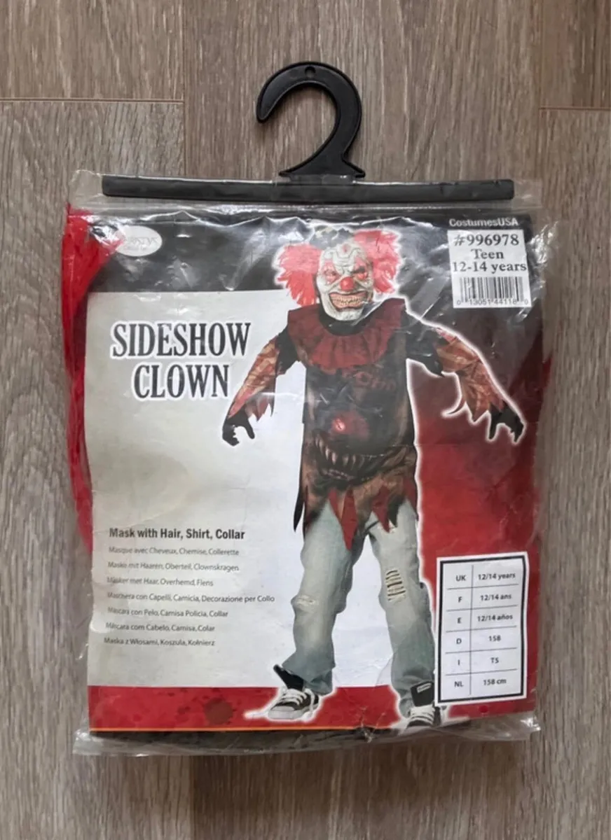Scary Sideshow Psycho Clown Halloween Costume - Te - Image 3