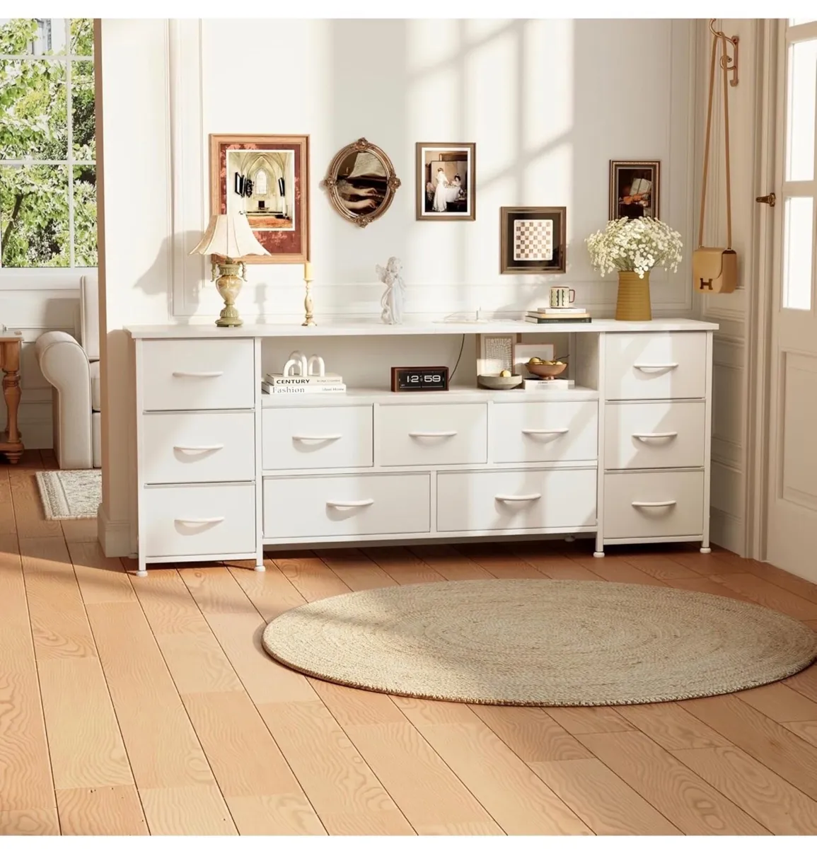 Tv Cabinet, Dresser for Bedroom with 11 Fabric Dra - Image 2