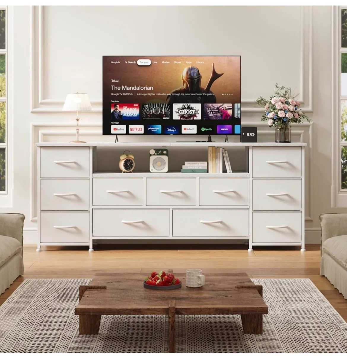 Tv Cabinet, Dresser for Bedroom with 11 Fabric Dra - Image 4