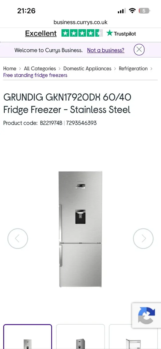 Grundig fridge freezer with water dispenser - Image 1