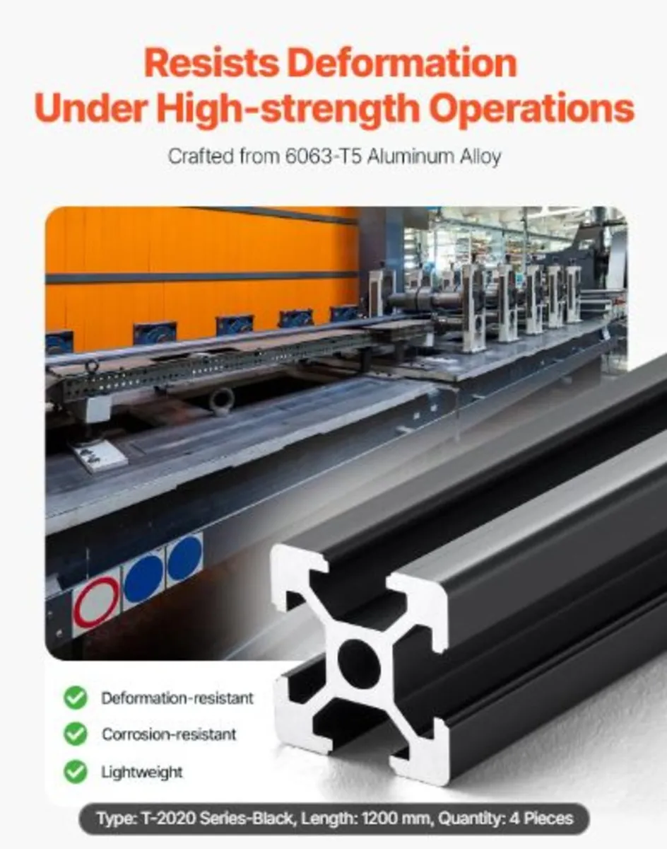4PCS 47.2 in (1200mm) T Slot 2020 Aluminum - Image 2