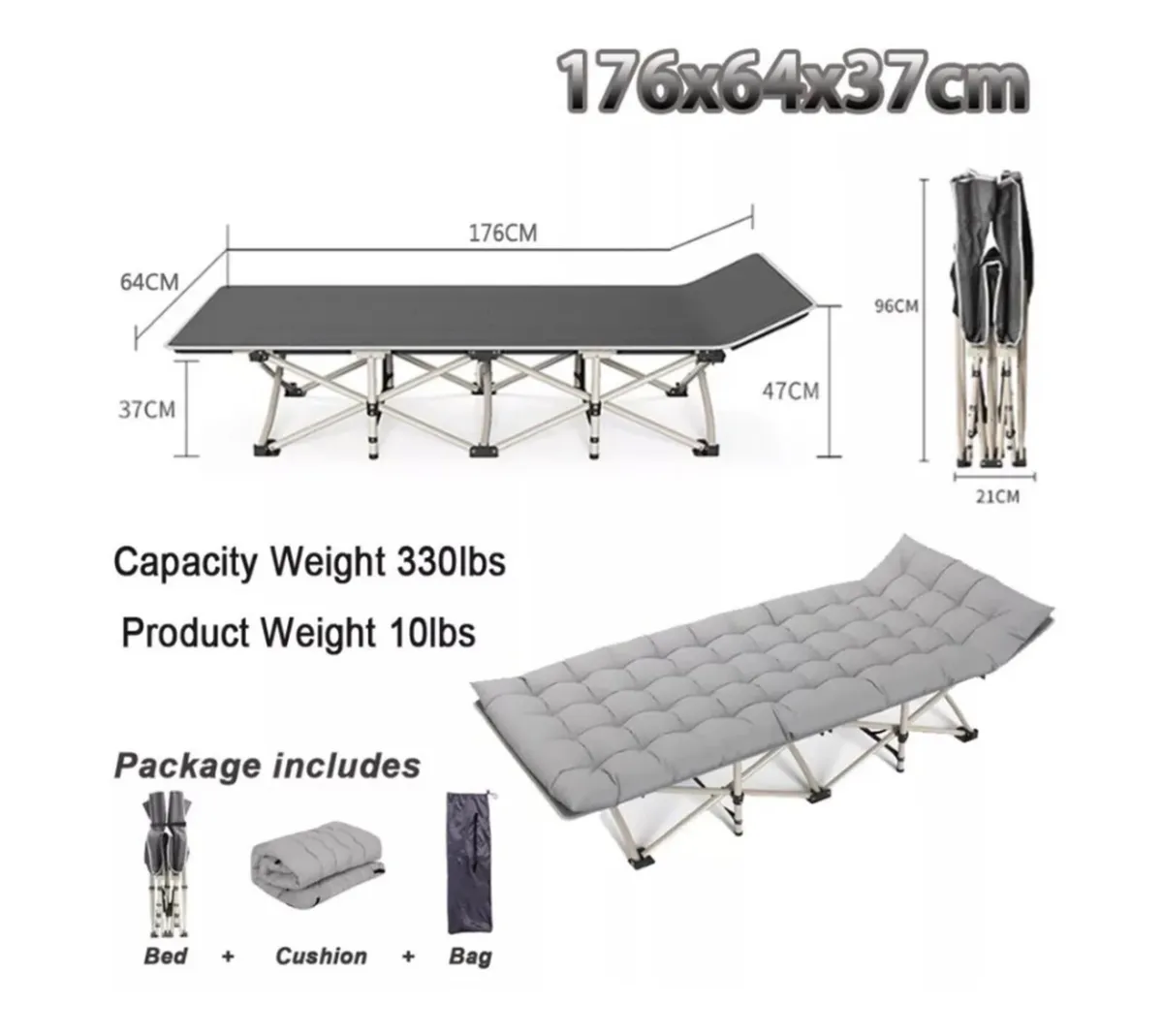 New Portable Folding Bed with Mattress - Image 2