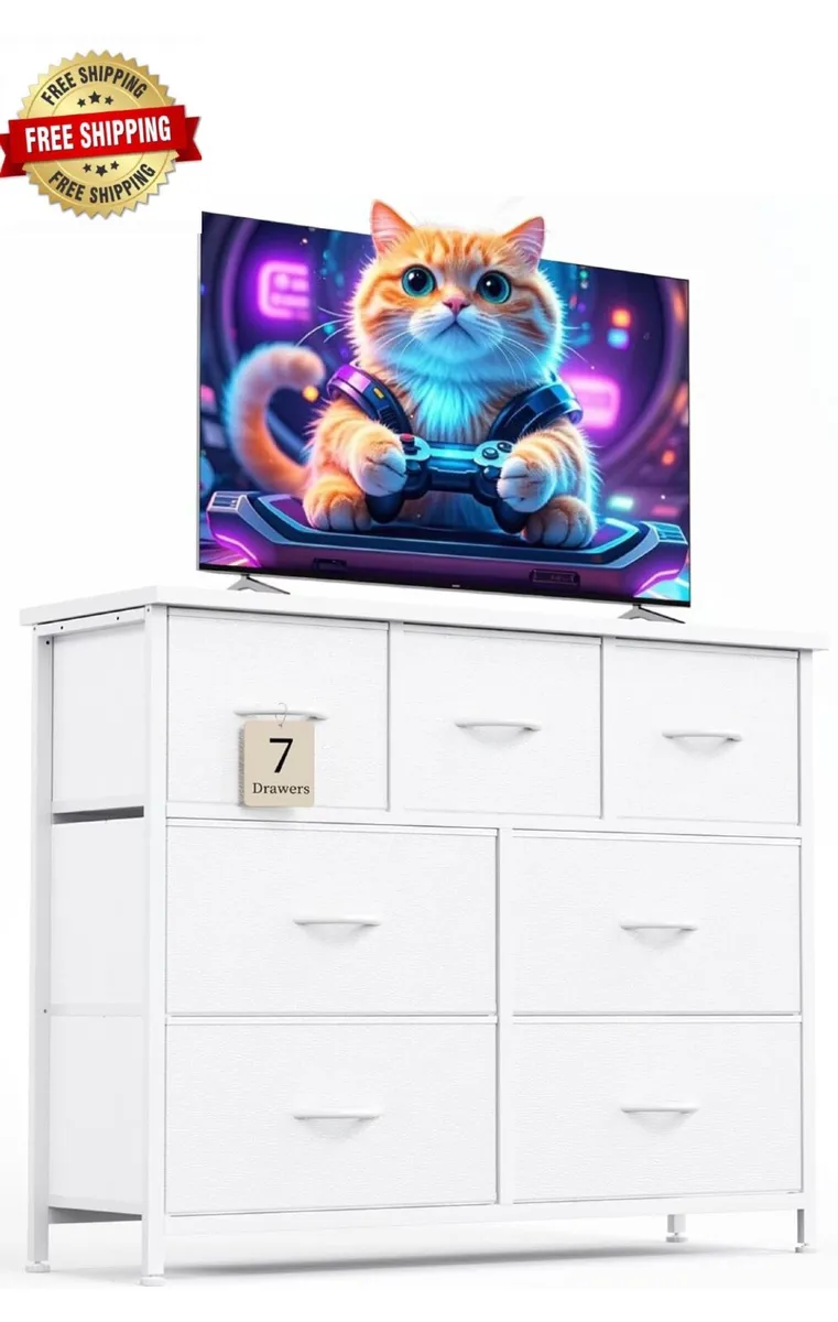 Chest of Drawers for Bedroom with 7 Drawers, Fabri - Image 1