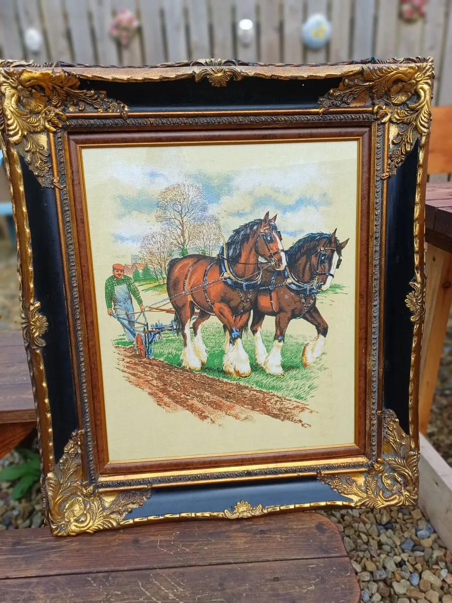 Large Vintage Farming Scene Picture - Image 4