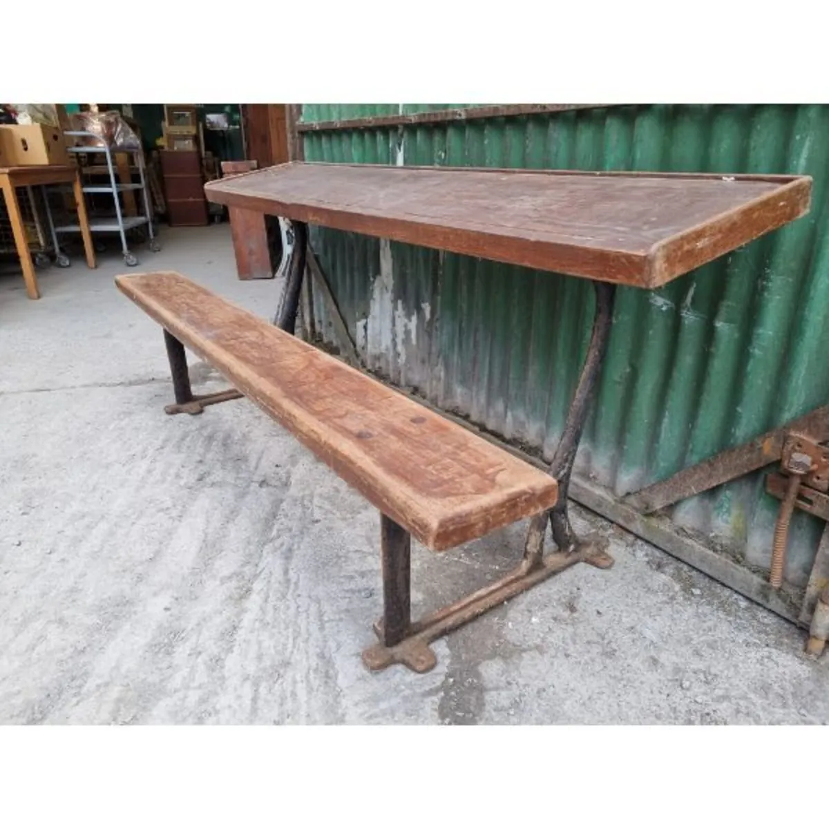 School Desk – Cast Frame with Teak tops – 4x avail - Image 1