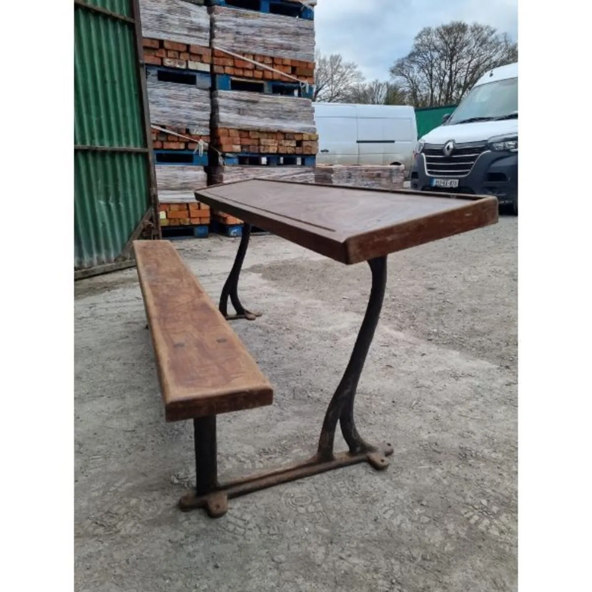 School Desk – Cast Frame with Teak tops – 4x avail - Image 4