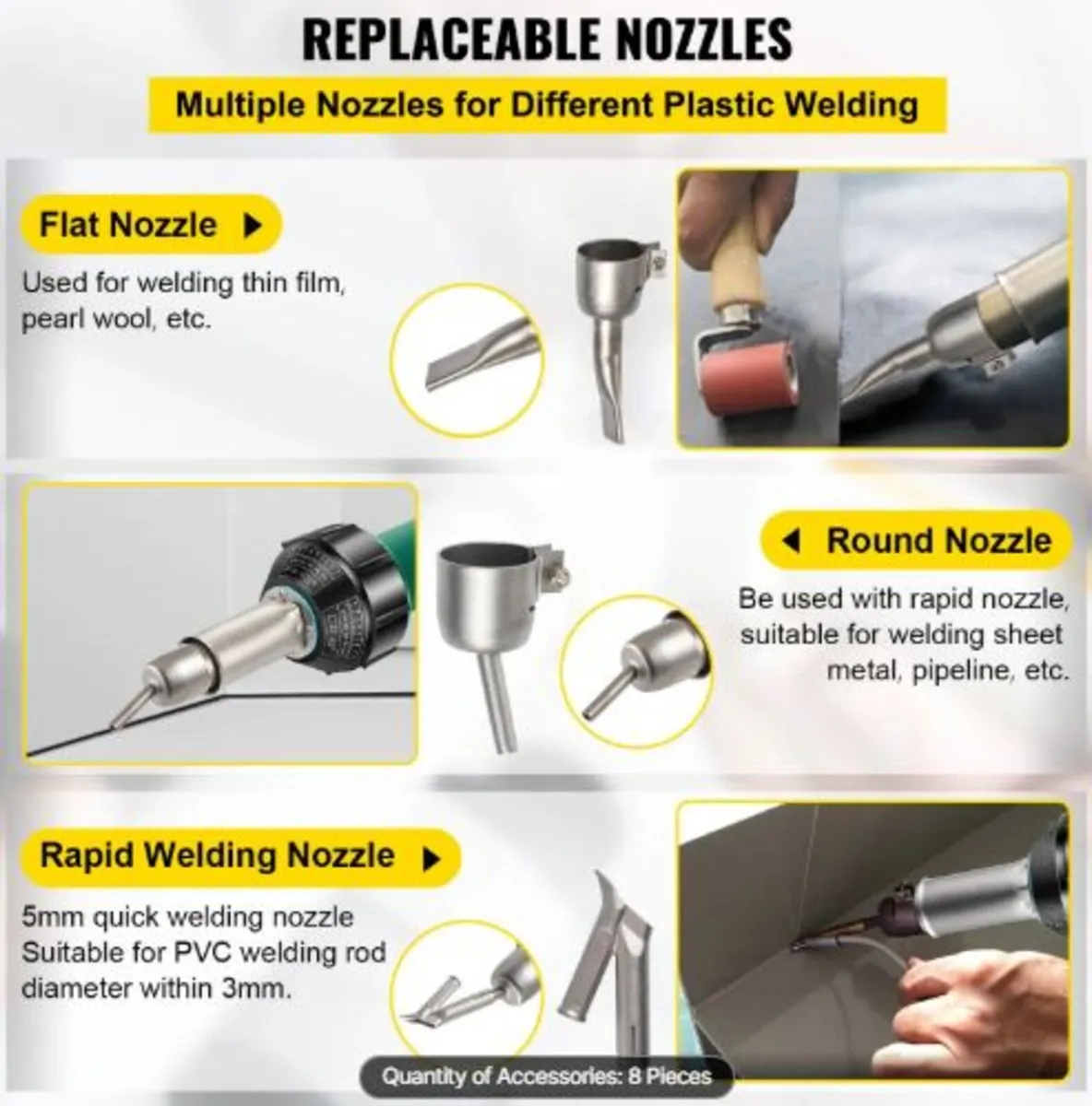 Roofing Welder, 8 Pcs PVC Welding Gun, 1600W Hot - Image 3