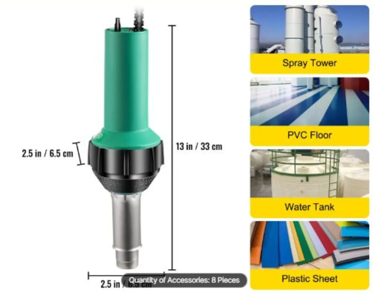 Roofing Welder, 8 Pcs PVC Welding Gun, 1600W Hot - Image 4